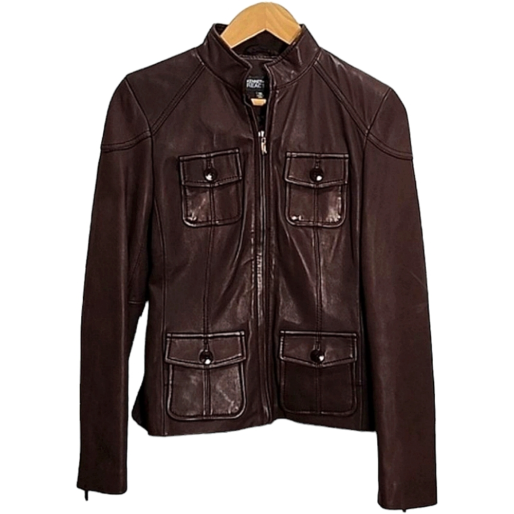 Kenneth Cole Reaction 100% leather Jacket size XS